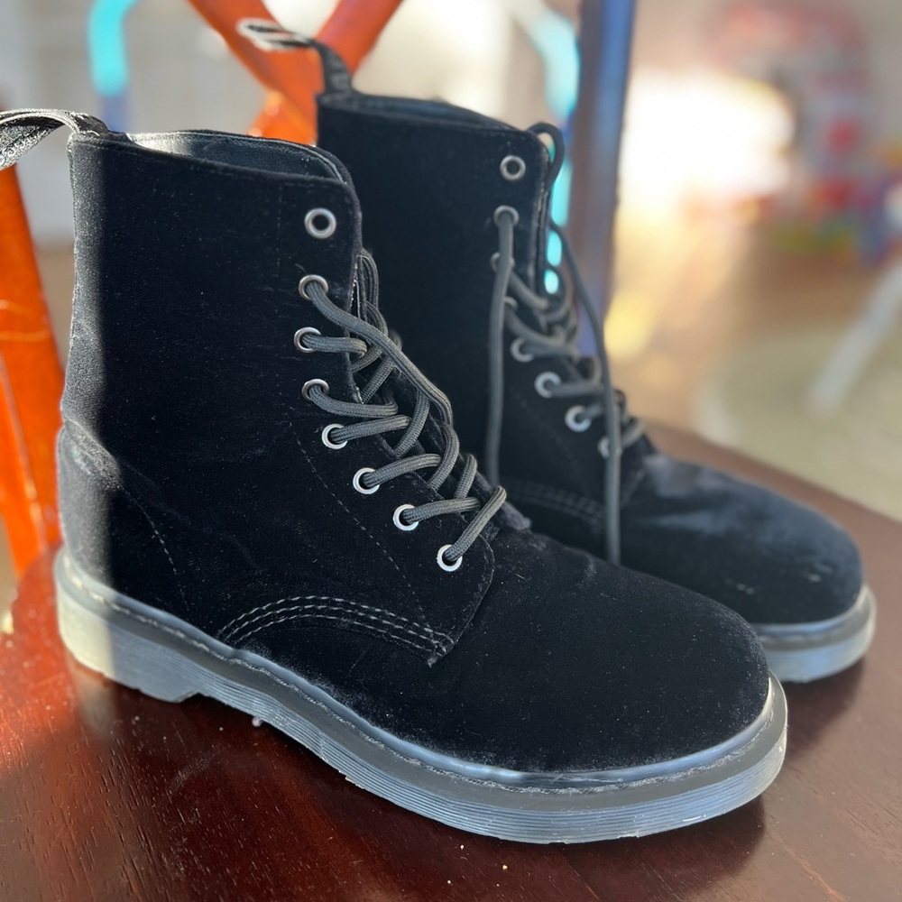 Dr. Martens Black Velvet Boot
